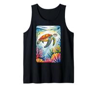 Peaceful Ocean Turtle & Colorful Reef Tank Top