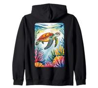Peaceful Ocean Turtle & Colorful Reef Zip Hoodie