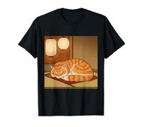 Peaceful Orange Tabby Cat Napping Japanese Zen T-Shirt