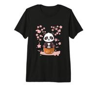Peaceful Panda Among Petals Minimalist Nature Design Premium T-Shirt