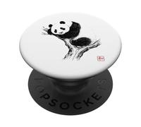Peaceful Panda with 'Wa' Seal - Minimal Zen Art PopSockets Adhesive PopGrip