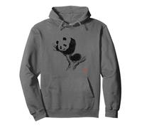 Peaceful Panda with 'Wa' Seal - Minimal Zen Art Pullover Hoodie