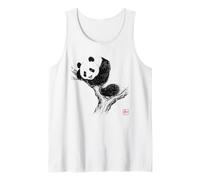 Peaceful Panda with 'Wa' Seal - Minimal Zen Art Tank Top