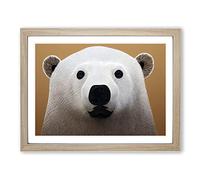 Peaceful Polar Bear Abstract Framed Print | A4 Oak Framed Wall Art | Ready to Hang | Abstract Animal Picture | Living Room Bedroom Lounge Office