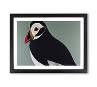 Peaceful Puffin Bird Abstract Framed Print | A2 Black Framed Wall Art | Ready to Hang | Abstract Fantasy Picture | Living Room Bedroom Lounge Office