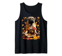 Peaceful Pug with Fall Leaves Meditating Animal Autumn Yoga Tank Top