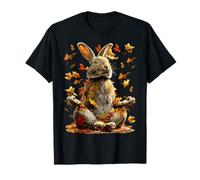 Peaceful Rabbit Fall Leaves Meditating Animal Yoga Autumn T-Shirt