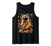 Peaceful Raccoon Fall Leaves Meditating Animal Yoga Autumn Tank Top