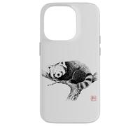 Peaceful Red Panda with 'Wa' Seal - Minimal Zen Art Case for iPhone 14 Pro