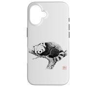 Peaceful Red Panda with 'Wa' Seal - Minimal Zen Art Case for iPhone 16