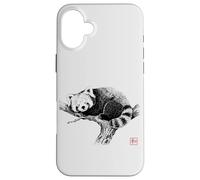 Peaceful Red Panda with 'Wa' Seal - Minimal Zen Art Case for iPhone 16 Plus