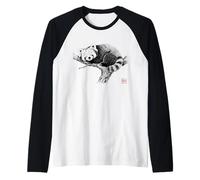 Peaceful Red Panda with 'Wa' Seal - Minimal Zen Art Raglan Baseball Tee