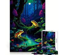 Peaceful Retro Frogs Pixel 1000 Pieces Jigsaws Adults Puzzles Memory Training Restful Escape Flawless Cut Xmas Surprise size 38x52cm