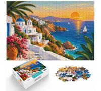 Peaceful Sail by the Mediterranean Coast Mini Jigsaw Puzzle, 1000 Piece | For a calm home hobby: Adult jigsaw puzzle with 1000 pieces offers a rewarding way to unwind at home.