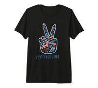 Peaceful Soul Floral Peace Hand Gesture Nature Inspired Premium T-Shirt