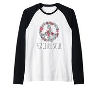 Peaceful Soul Nature Inspired Aesthetic Graphic Floral Sign Raglan Baseball Tee