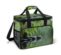 Peaceful Spa Smooth Stones Water Reflections Camping Cooler Bag Insulated Beach Coolers Portable Leak Proof Bags with Shoulder Strap