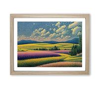 Peaceful Spring Meadow Landscape Framed Print | A2 Oak Framed Wall Art | Ready to Hang | Modern Landscape Picture | Living Room Bedroom Lounge Office