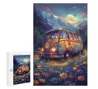 Peaceful Van Dreamscape Wooden Brain Teaser for Adults, 1000 PCS - New Year Decoration, with A Decorative Finished Picture