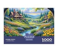 Peaceful Village 1000 Pieces Puzzle Game - Swans in Forest Stream The Whole Family Fun And Challenging Activity for Home Decompression70x50cm/1000pcs