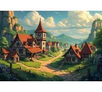 Peaceful Village 500 Piece Jigsaw Puzzles for Adults, Colourful, Challenging & Brainteasing Adult puzzles 500 Pieces Mountains, Fun jigsaws for The Whole Family 20x15 inch