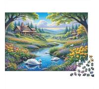 Peaceful Village Adult Jigsaws 1000Pc Recycled Material Countryside Jigsaw Puzzle Educational Game Decompression Parent Child Game Props for Home 70x50cm/1000pcs