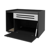 PeacefulHues 31.5 Inch Modern Litter Box Enclosure Cabinet, Concealed Litter Box with Vent Door/Left Side Storage Drawer & Shelf/Small Storage Cabinet/Raised Legs/Top Protectors,for All Kinds of Cats