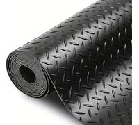 PeaceMAT Black Heavy Duty Diamond Rubber Garage, Gym, Camper Van Mat, 3mm Thick Flooring, Non Slip Checker Rubber Flooring, 5M X 1M Roll