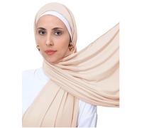 PeacePray Heavy Not Easily See Through Long Chiffon Hijab Scarf for Women, Amazing Smooth Muslim Head Scarves, Beige, One Size