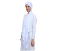 PeacePray Instant Jersey Cotton Hijab Scarf for Women, Non-See Through Tieback Muslim Head Scarf, White, One Size