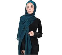 PeacePray Modal Cotton Hijab Scarf for Women with Undercap Set, Teal Blue, One Size