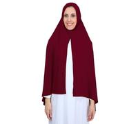 PeacePray Non-See Through Jersey Instant Hijab Scarf for Women, Ready to Wear Cotton Hijabs for Women Muslim, Wine Red, One Size