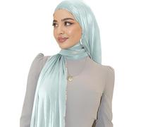 PeacePray Shimmer Party Hijab, Lightweight Stylish Hijab Scarf for Women, Mint Green, One Size