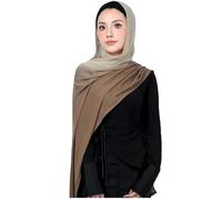 PeacePray Special Ombre Modal Cotton Hijab Scarf for Women, Graceful Gradient Muslim Head Scarfs, Ombre Brown, One Size