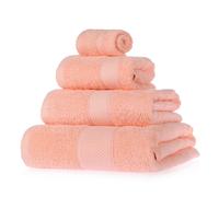 HOMESCAPES Peach Turkish Cotton 4 Piece Towel Set Soft & Absorbent 500 GSM Heavyweight Face Cloth, Hand Towel, Bath Towel & Bath Sheet Towel Bale