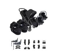 Peach 8 Black Pushchair and Carrycot - Twin 360 Car Seat Combo