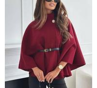 Peach Accessories Belted Cape Sleeve Coat In Wine Wine