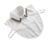 Peach Accessories Black Rhinestone Embellished Detachable Collar In White White