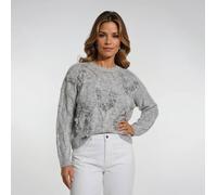 Peach Accessories Chic Floral Embroidered Round Neck Sweater In Grey Grey