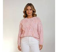 Peach Accessories Chic Floral Embroidered Round Neck Sweater In Pink Pink