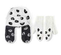 Peach Accessories Cosy Leopard Paws Hat And Gloves Matching Set In White White