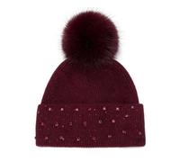 Peach Accessories Diamante Knit Faux Fur Bobble Hat In Wine Wine