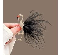 Peach Accessories Flamingo Feathers Brooch In Black Black