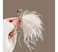 Peach Accessories Flamingo Feathers Brooch In White White