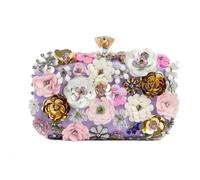 Peach Accessories Floral Embellished Clutch Bag In Lilac Lilac One Size