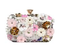 Peach Accessories Floral Embellished Clutch Bag In Silver Silver One Size