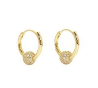 Peach Accessories Gold Crystal Pave Ball Huggie Hoop Earrings Gold