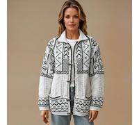 Peach Accessories Nordic Knit Oversized Toggle Cardigan In Ivory Ivory