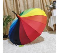 Peach Accessories Rainbow Long Pagoda Umbrella Multi