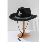 Peach Accessories Shimmering Star Festival Cowboy Hat In Black Black